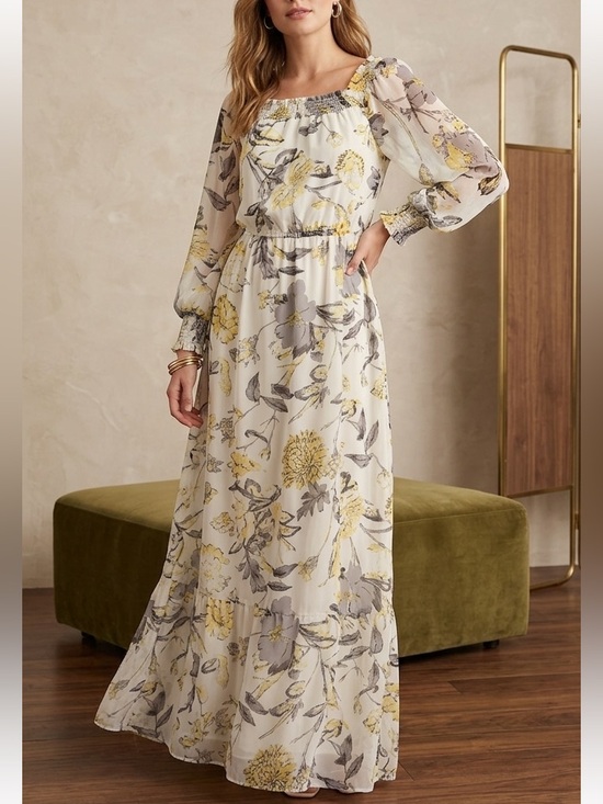 Polagram Dresses & Skirts - Polagram Sheer Floral Maxi Dress S - Flowy Boho Beach Coverup